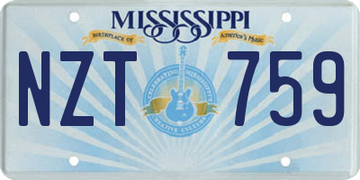 MS license plate NZT759
