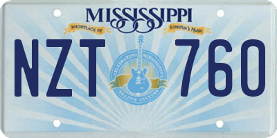 MS license plate NZT760