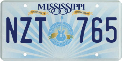 MS license plate NZT765