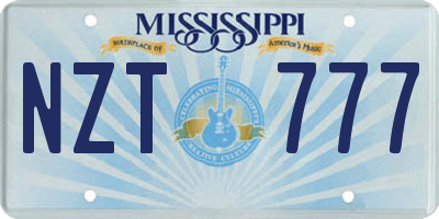 MS license plate NZT777