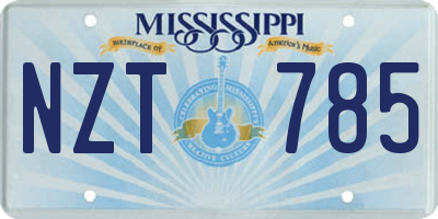 MS license plate NZT785