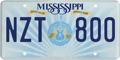 MS license plate NZT800