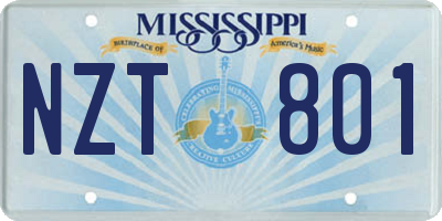 MS license plate NZT801