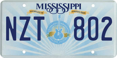 MS license plate NZT802