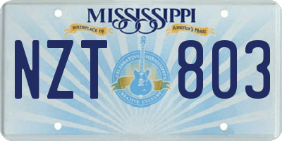 MS license plate NZT803