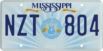 MS license plate NZT804