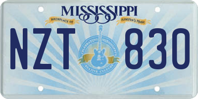 MS license plate NZT830