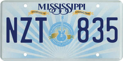 MS license plate NZT835