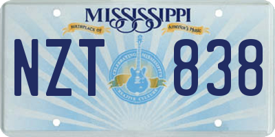 MS license plate NZT838