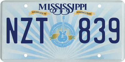 MS license plate NZT839