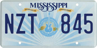 MS license plate NZT845