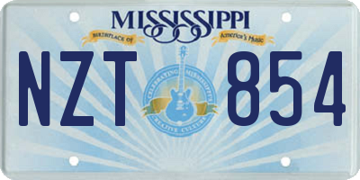 MS license plate NZT854