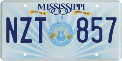 MS license plate NZT857