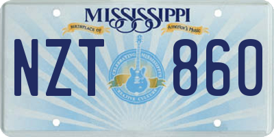 MS license plate NZT860