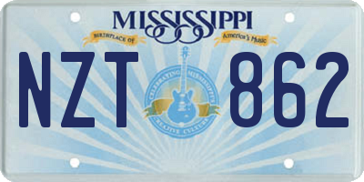 MS license plate NZT862