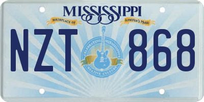 MS license plate NZT868