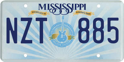 MS license plate NZT885
