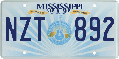 MS license plate NZT892