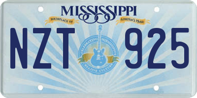 MS license plate NZT925
