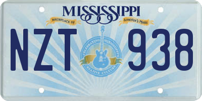 MS license plate NZT938