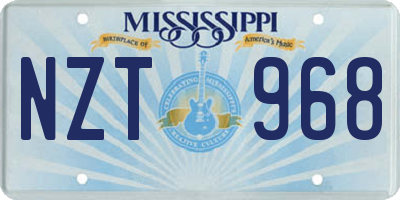 MS license plate NZT968