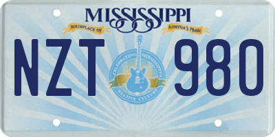MS license plate NZT980