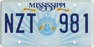 MS license plate NZT981