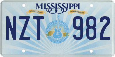 MS license plate NZT982