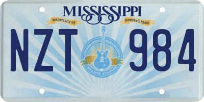 MS license plate NZT984
