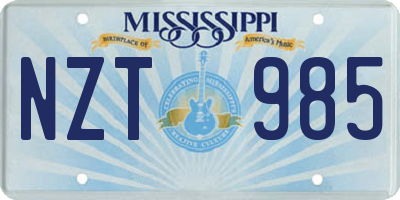 MS license plate NZT985