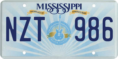 MS license plate NZT986