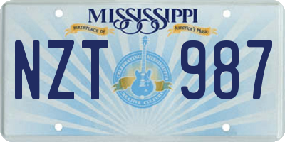 MS license plate NZT987