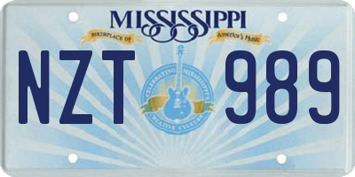 MS license plate NZT989