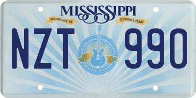 MS license plate NZT990