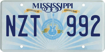 MS license plate NZT992