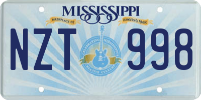 MS license plate NZT998