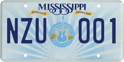 MS license plate NZU001