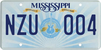 MS license plate NZU004