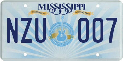 MS license plate NZU007