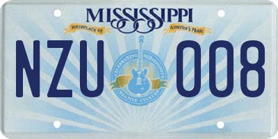 MS license plate NZU008