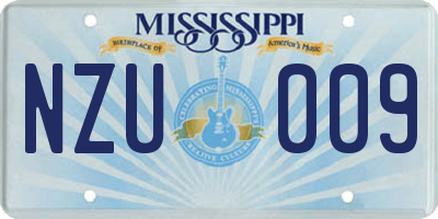 MS license plate NZU009