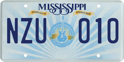 MS license plate NZU010