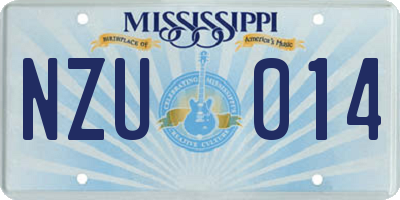 MS license plate NZU014