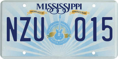 MS license plate NZU015