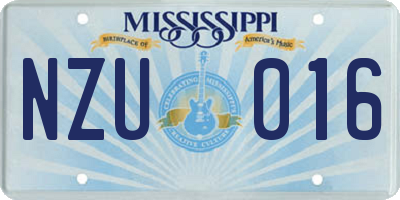 MS license plate NZU016