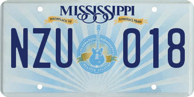 MS license plate NZU018