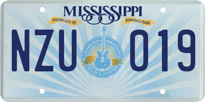 MS license plate NZU019