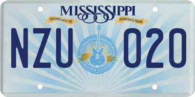 MS license plate NZU020