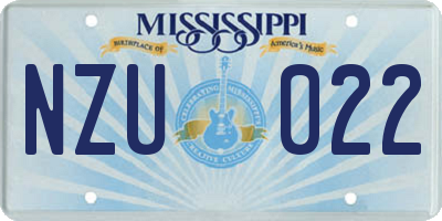 MS license plate NZU022