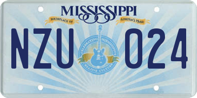 MS license plate NZU024